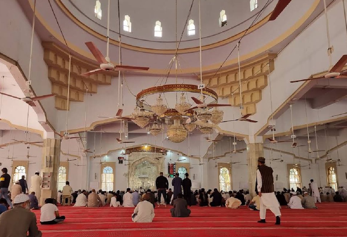 Interior of Bait ul Mukarram during Juma prayers